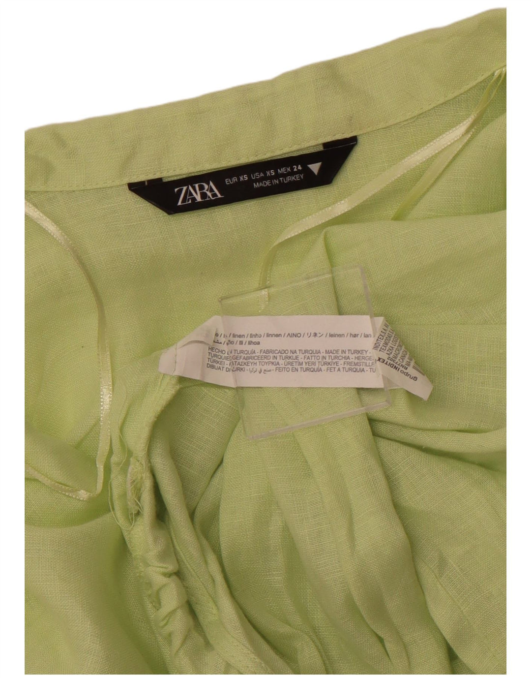 Top cardigã feminino ZARA UK 6 XS linho verde
