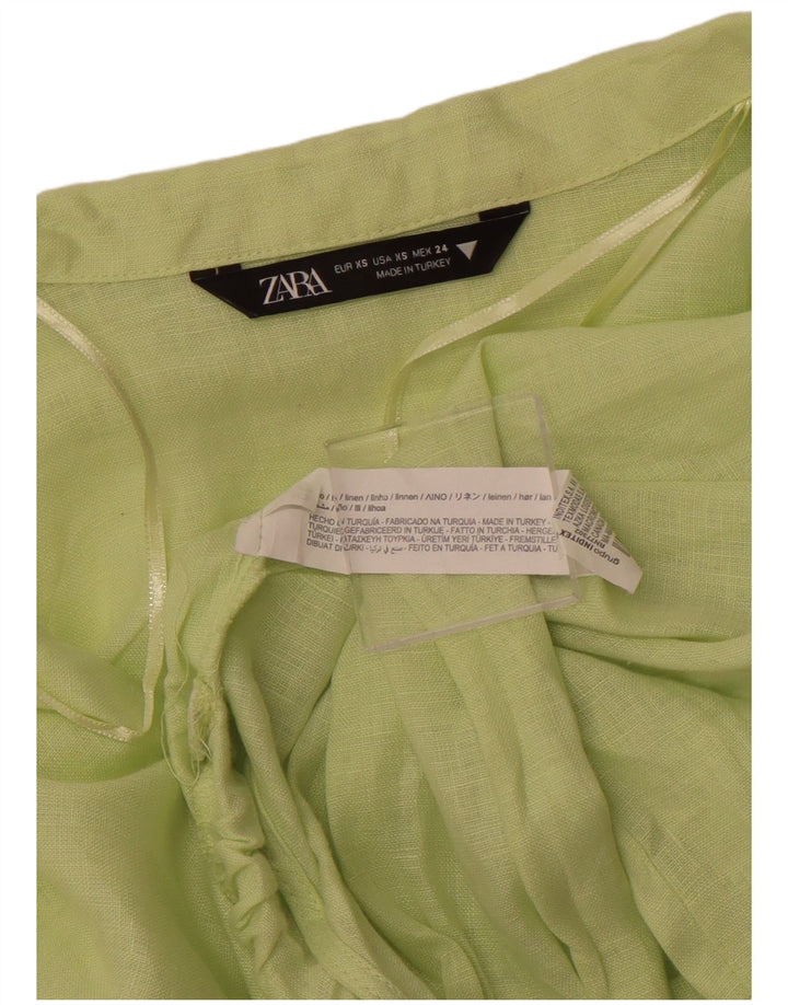 Top cardigã feminino ZARA UK 6 XS linho verde