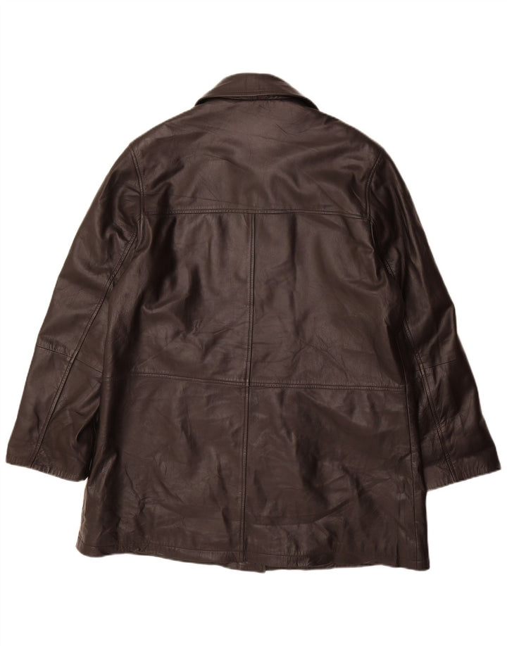 Casaco de couro feminino vintage IT 46 grande couro preto