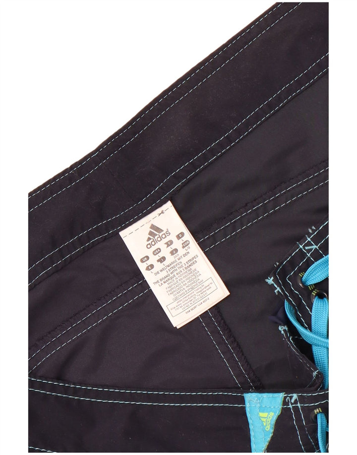 Shorts de natação masculinos Adidas Graphic grande poliéster azul marinho