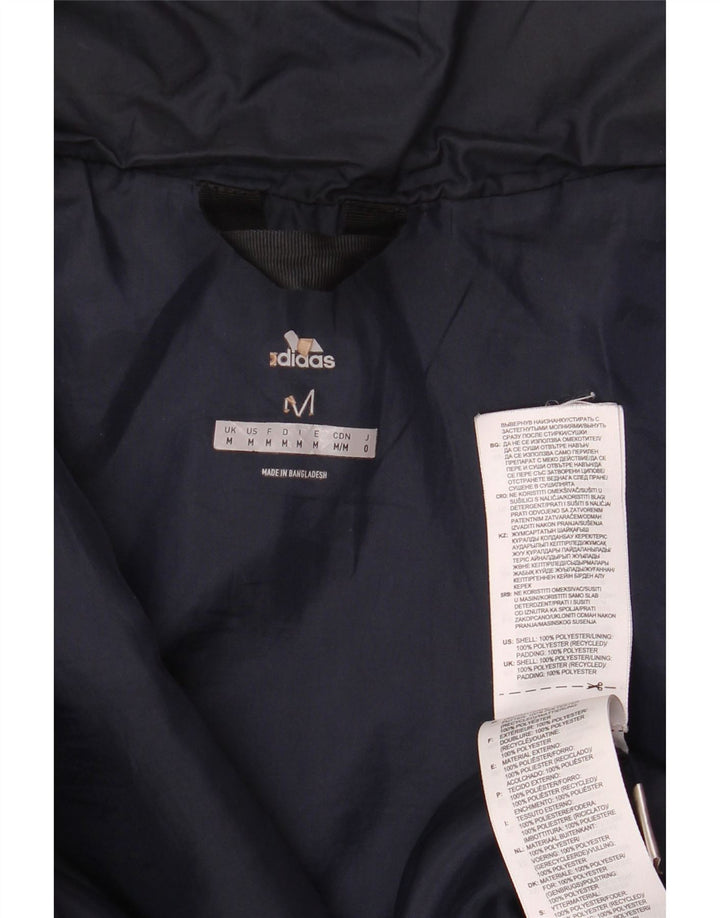 Jaqueta acolchoada masculina Adidas UK 38 poliéster azul marinho médio
