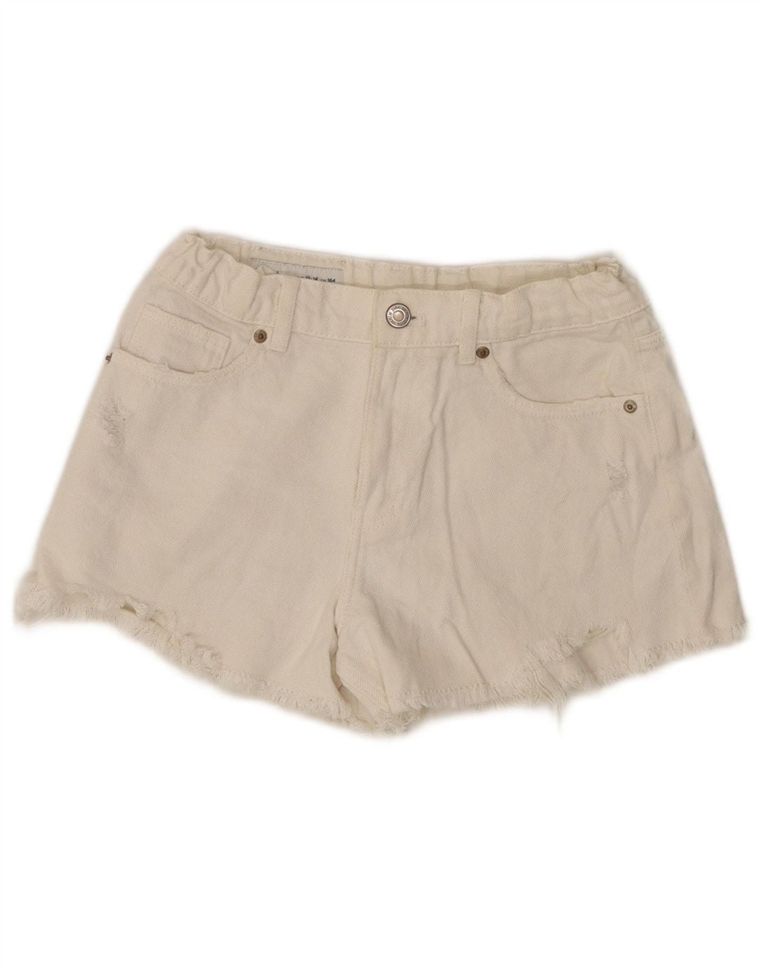 Shorts jeans desgastados para meninas ZARA 13-14 anos W26 branco
