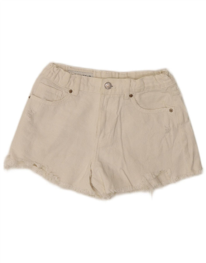 Shorts jeans desgastados para meninas ZARA 13-14 anos W26 branco