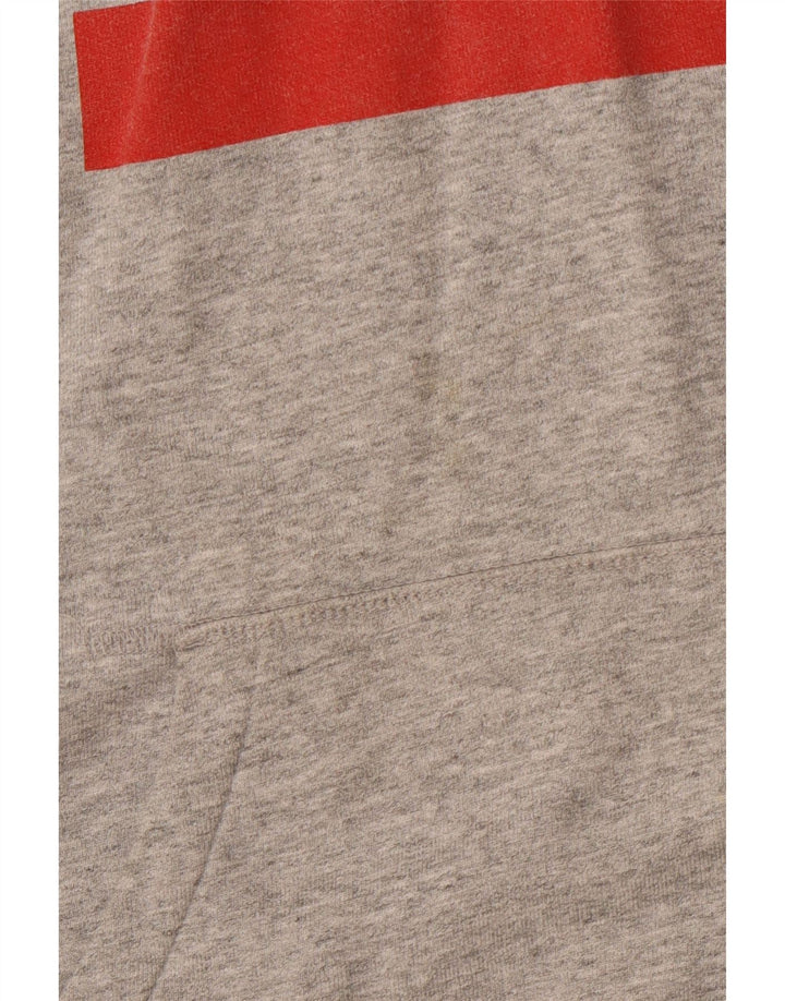 Suéter com capuz gráfico feminino LEVI'S UK 14 algodão manchado cinza médio