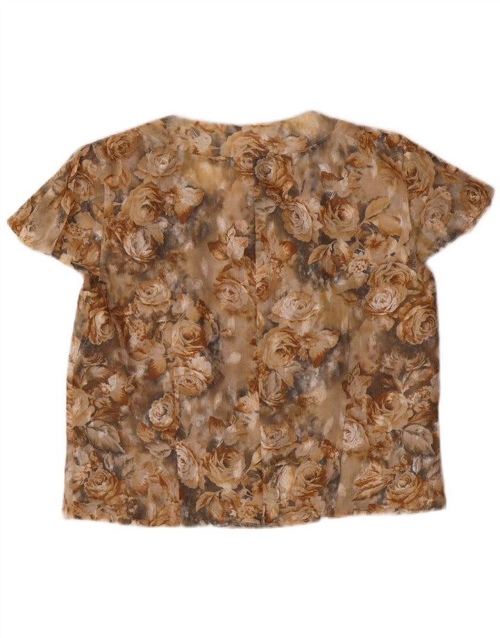 Blusa feminina VINTAGE Top IT 42 Médio Bege Floral
