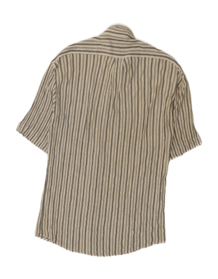 Camisa masculina de manga curta Tipo'S listrada cinza grande