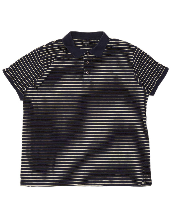 Camisa polo masculina James Pringle grande algodão listrado azul marinho