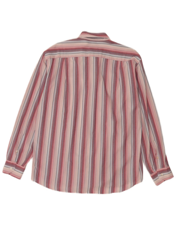 Camisa masculina Roccobarocco tamanho 41 16 grande algodão listrado rosa