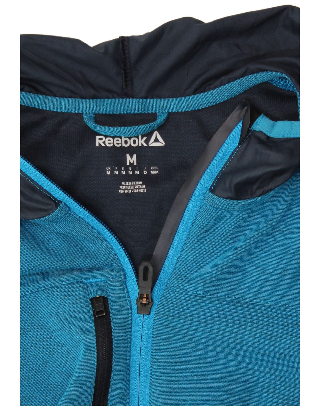 Reebok Mens 1/4 Zip Hoodie Jumper Médio Azul Poliéster
