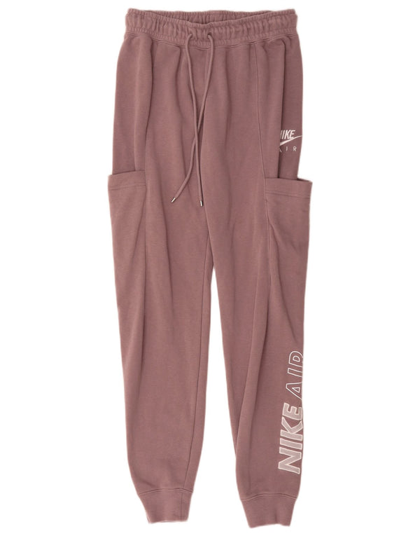 Nike Womens Graphic Tracksuit Calças Joggers UK 4 XS Roxo Algodão