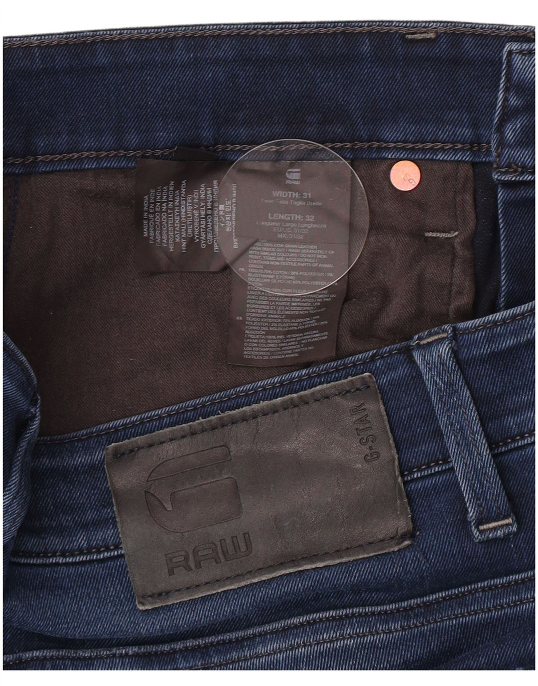 G-Star Masculino 3301 Slim Jeans W31 L32 Azul Algodão