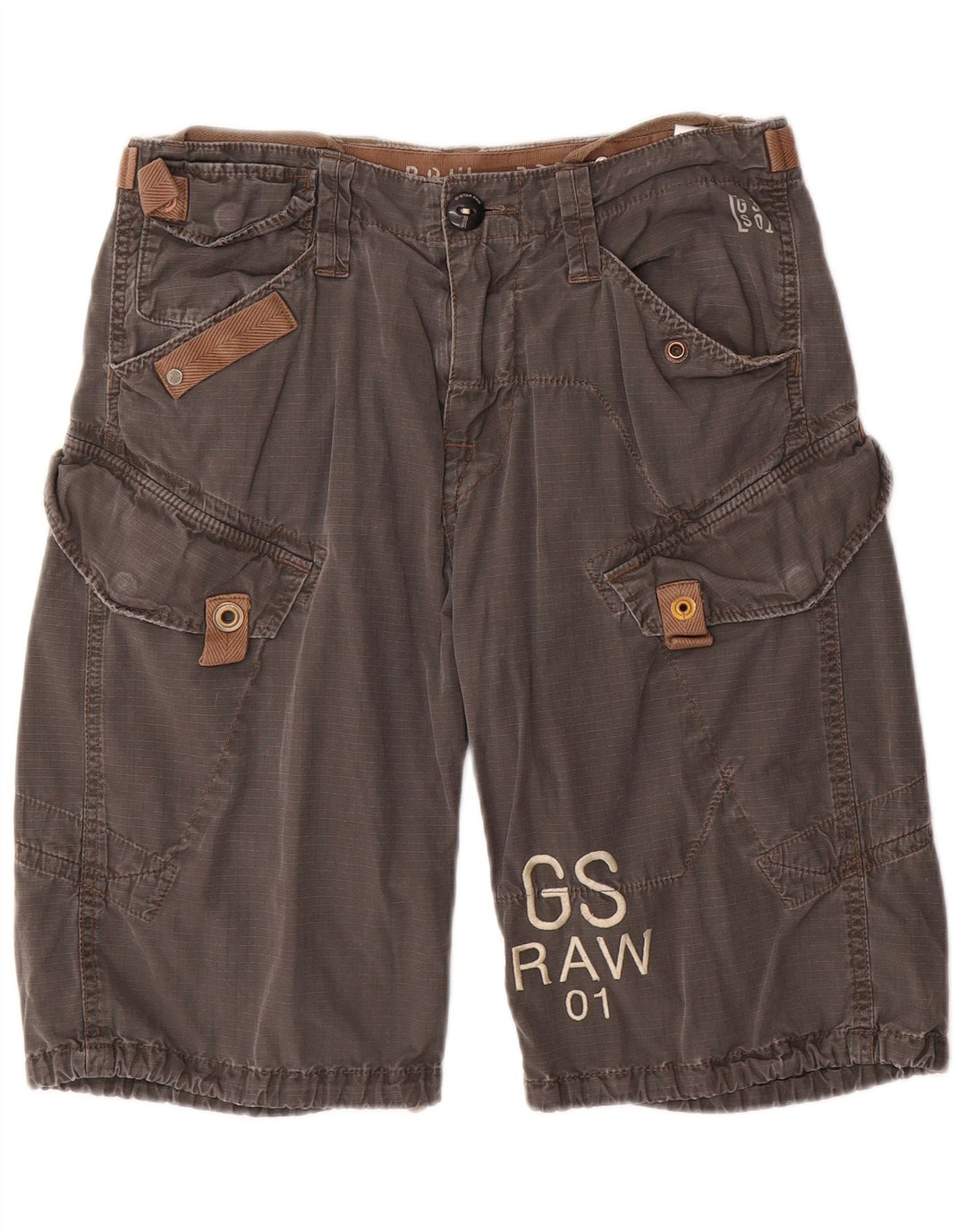 G-Star Mens Graphic Cargo Shorts W32 Algodão Cinza Médio