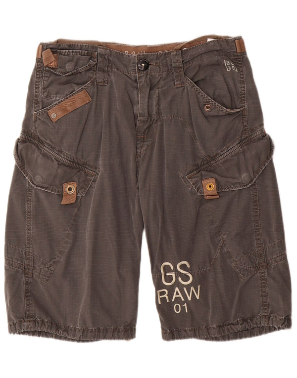 G-Star Mens Graphic Cargo Shorts W32 Algodão Cinza Médio