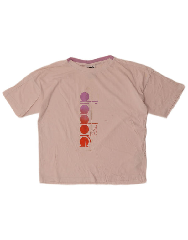 Camiseta feminina gráfica Diadora UK 20 2XL algodão rosa