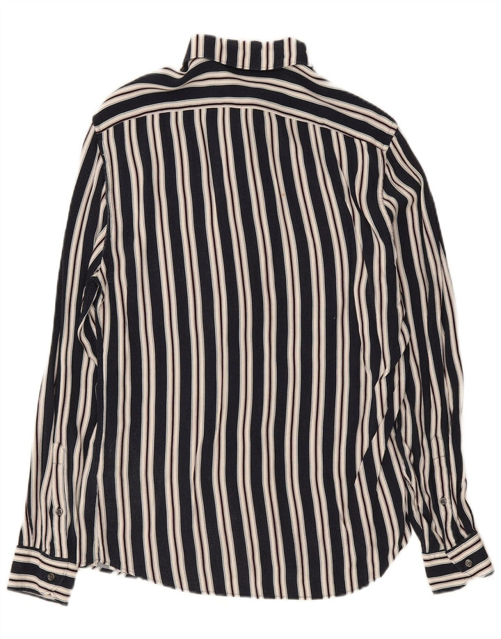 Camisa masculina Reiss média listrada azul marinho viscose