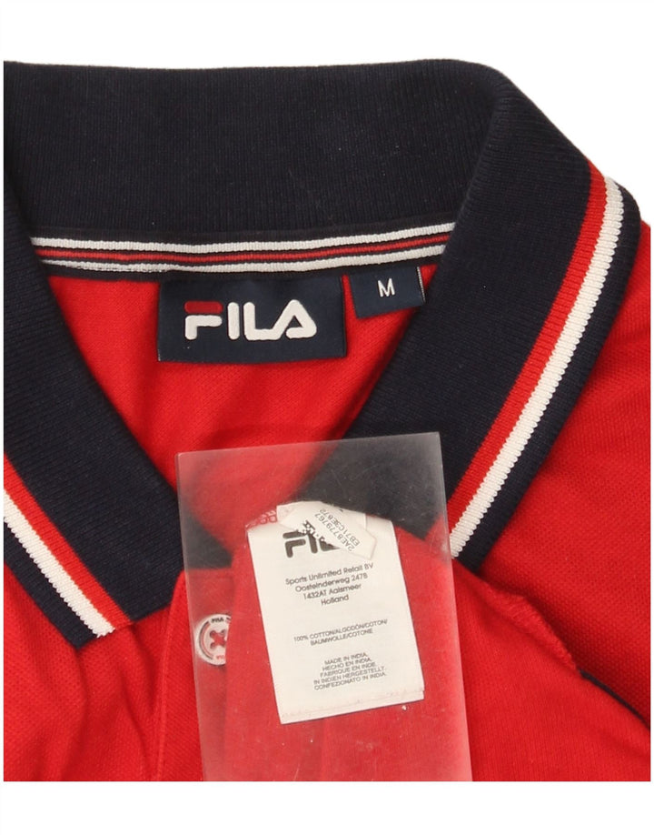 Camisa polo masculina Fila médio algodão colorblock vermelho