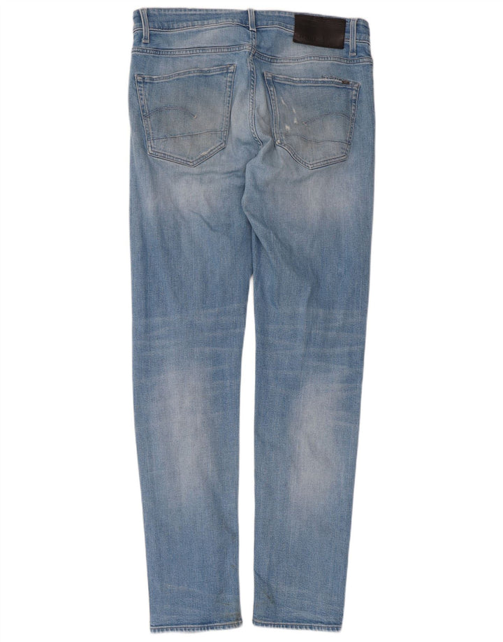 G-Star masculino 3301 jeans slim desgastado W34 L34 algodão azul