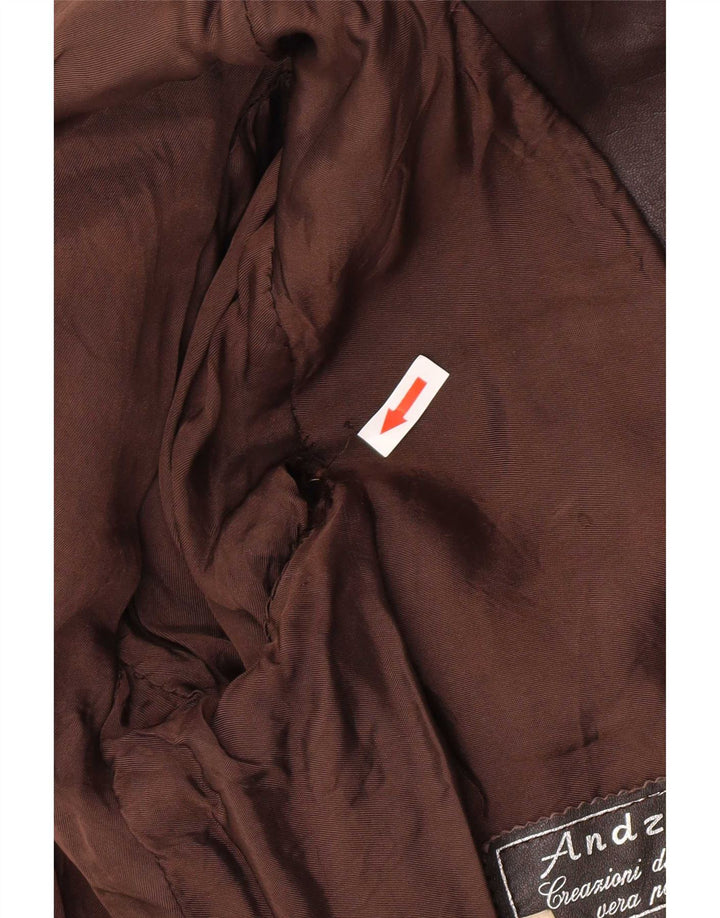 Jaqueta de couro bomber masculina vintage IT 48 couro marrom médio
