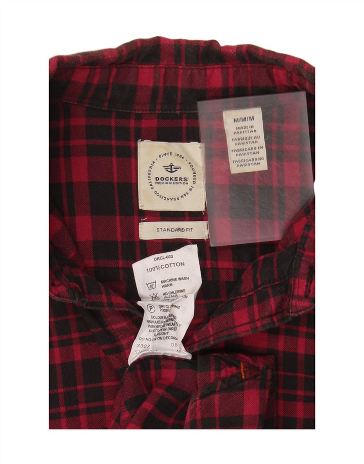 Camisa masculina Dockers de flanela com ajuste padrão, algodão xadrez vermelho médio