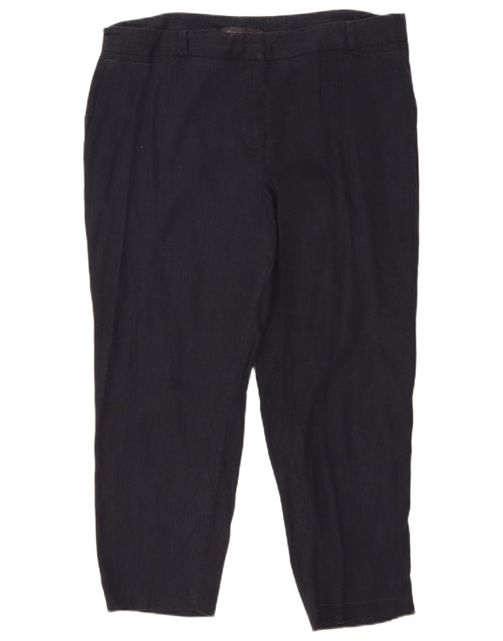 Calças cortadas femininas Marks & Spencer W36 L25 linho azul marinho