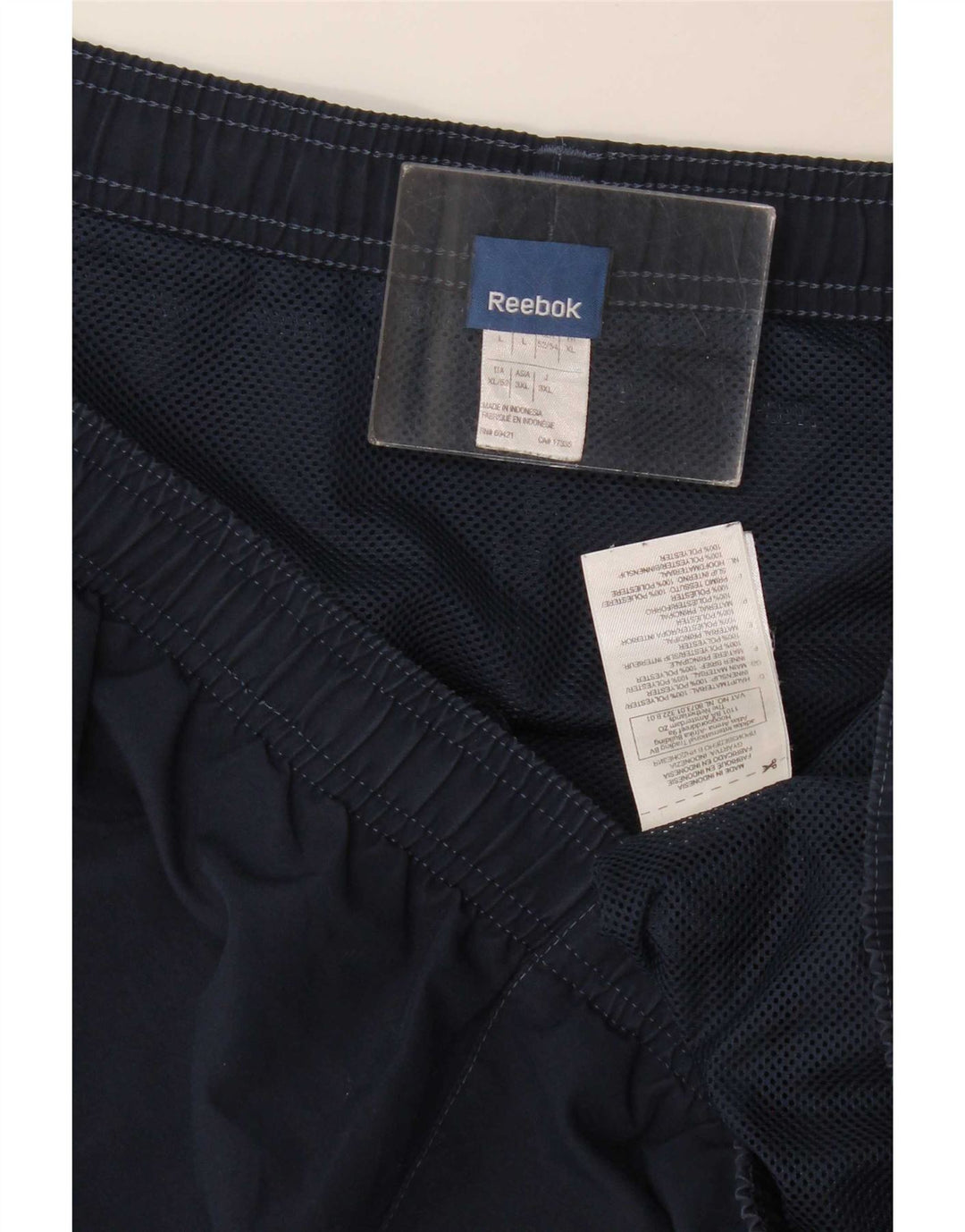 Shorts esportivos masculinos Reebok grande poliéster azul marinho