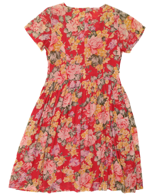 EXPRESS vestido camisa feminino de mangas curtas Reino Unido 14 grande vermelho floral viscose