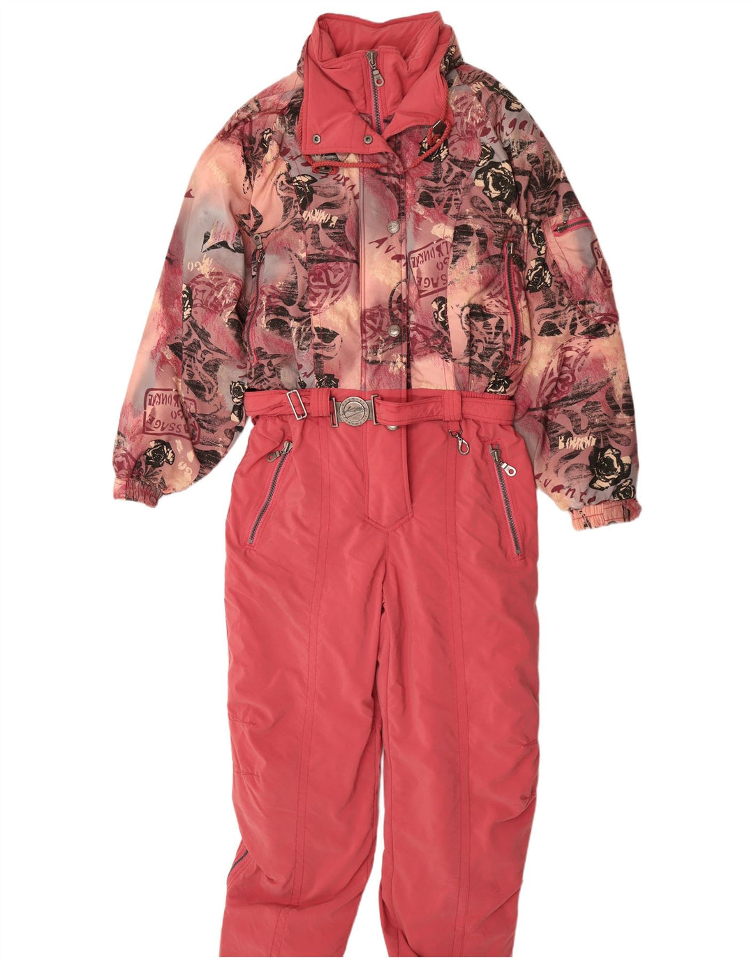 Macacão de esqui feminino com capuz gráfico Killtec UK 12 médio rosa floral
