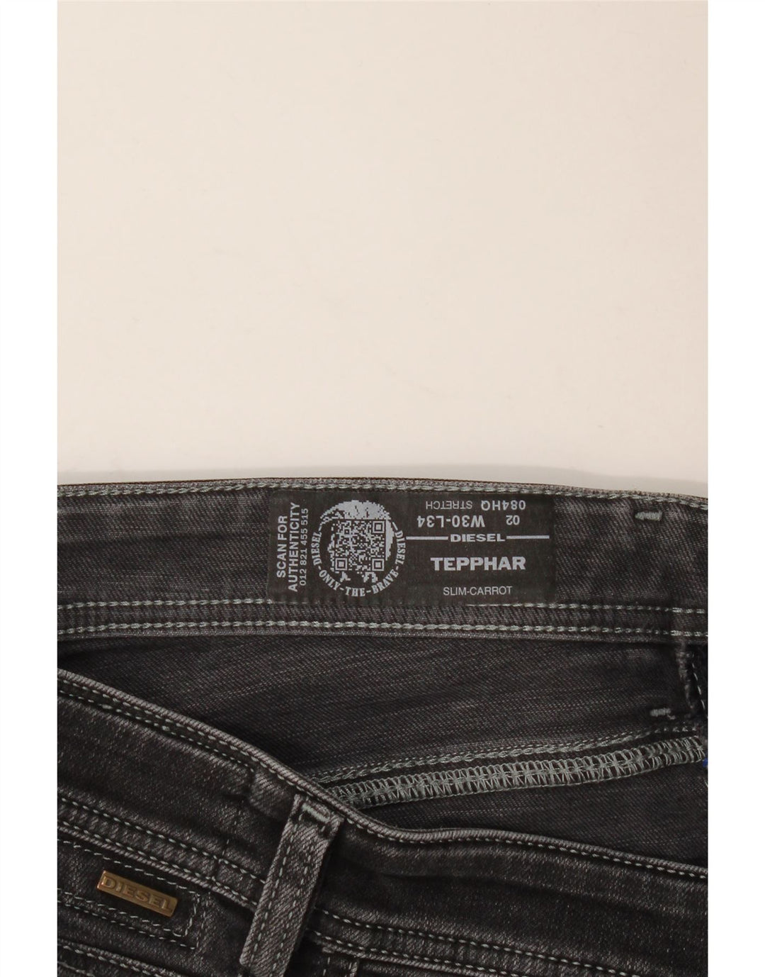 DIESEL Masculino Tepphar Carrot Slim Jeans W30 L31 Preto