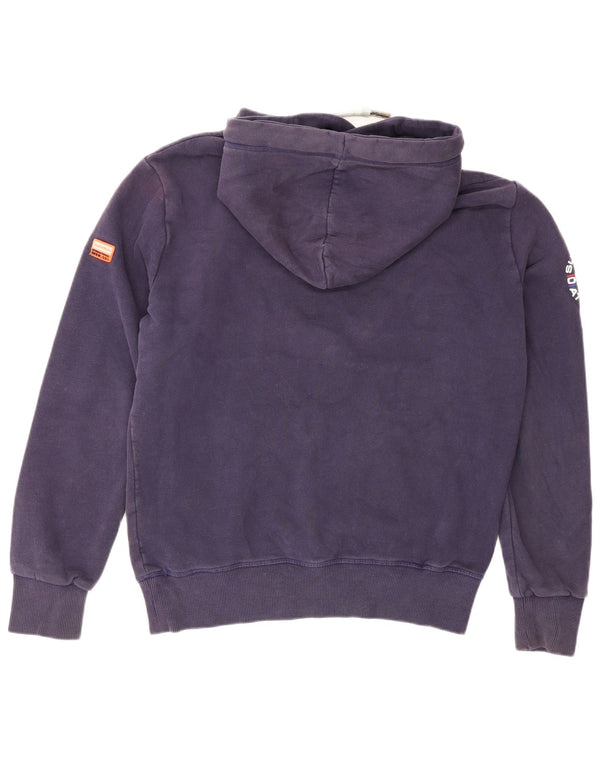 Suéter com capuz gráfico masculino Superdry grande algodão colorblock azul marinho