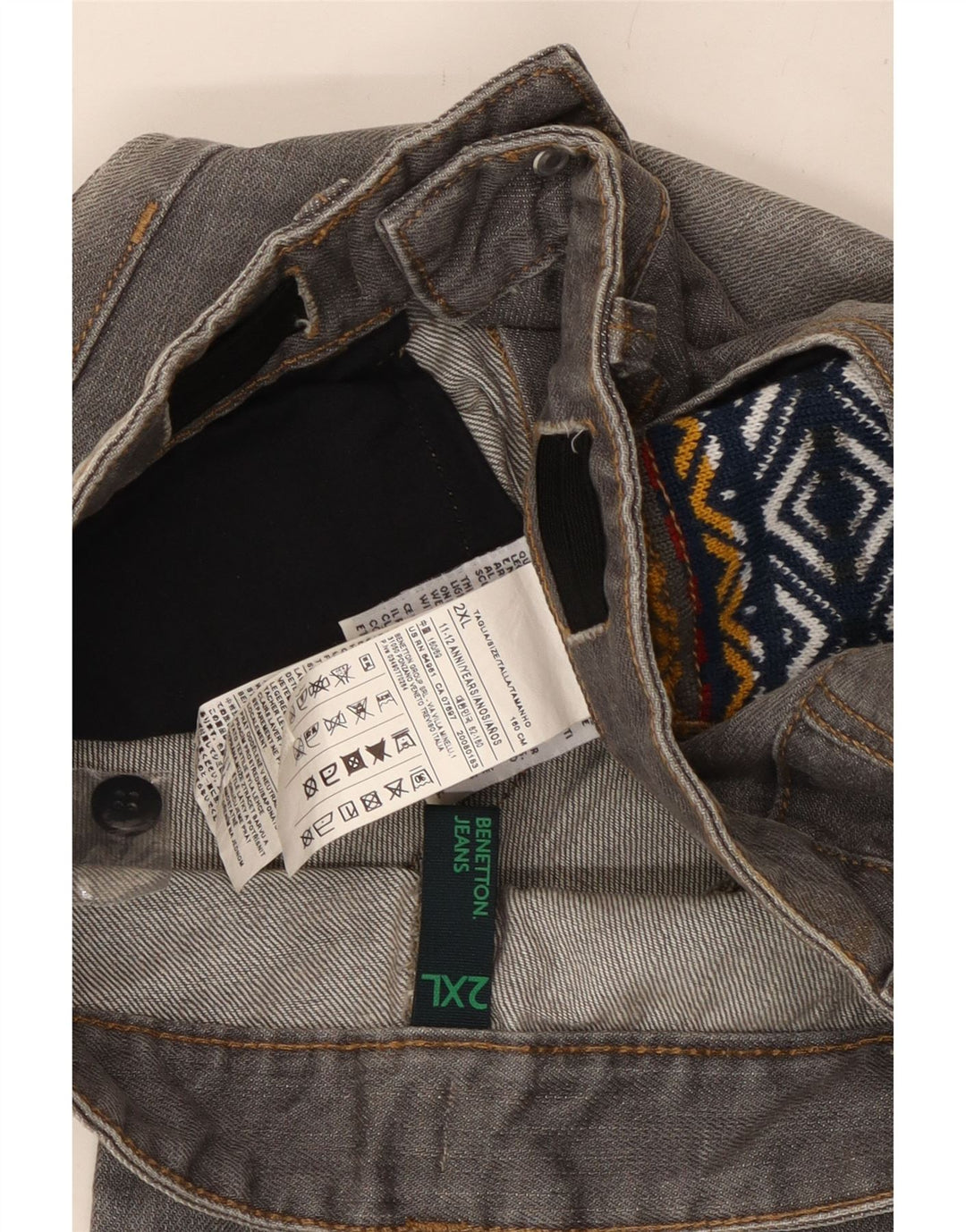 Jeans retos desgastados para meninas BENETTON 11-12 anos 2XL W28 L28 cinza