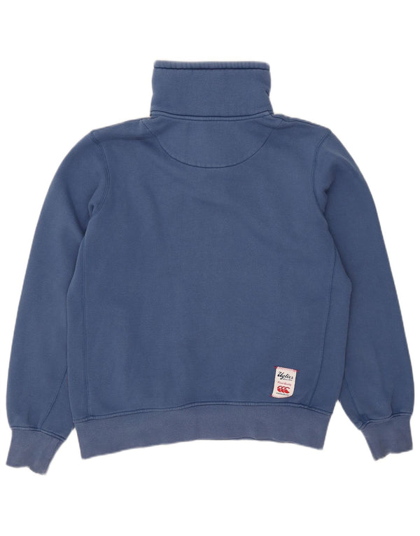 Suéter masculino Canterbury com gola com botão e algodão azul médio