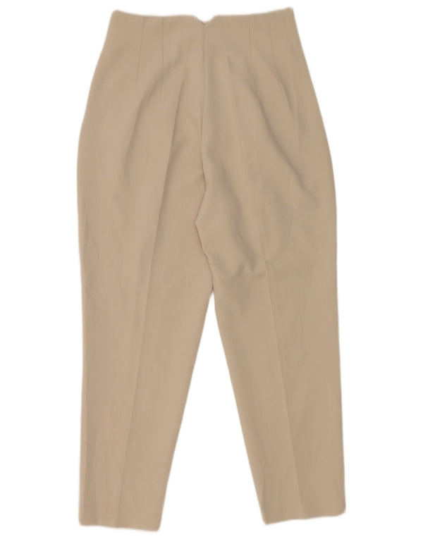 Zara Calça feminina de terno cônico médio W28 L26 poliéster branco