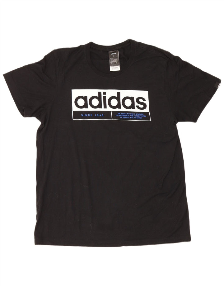 Adidas Mens Graphic T-Shirt Top Médio Algodão Preto