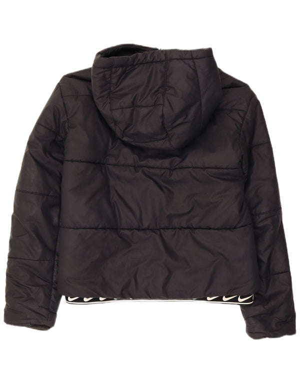 Jaqueta acolchoada com capuz feminina Nike UK 10 pequena poliéster preta