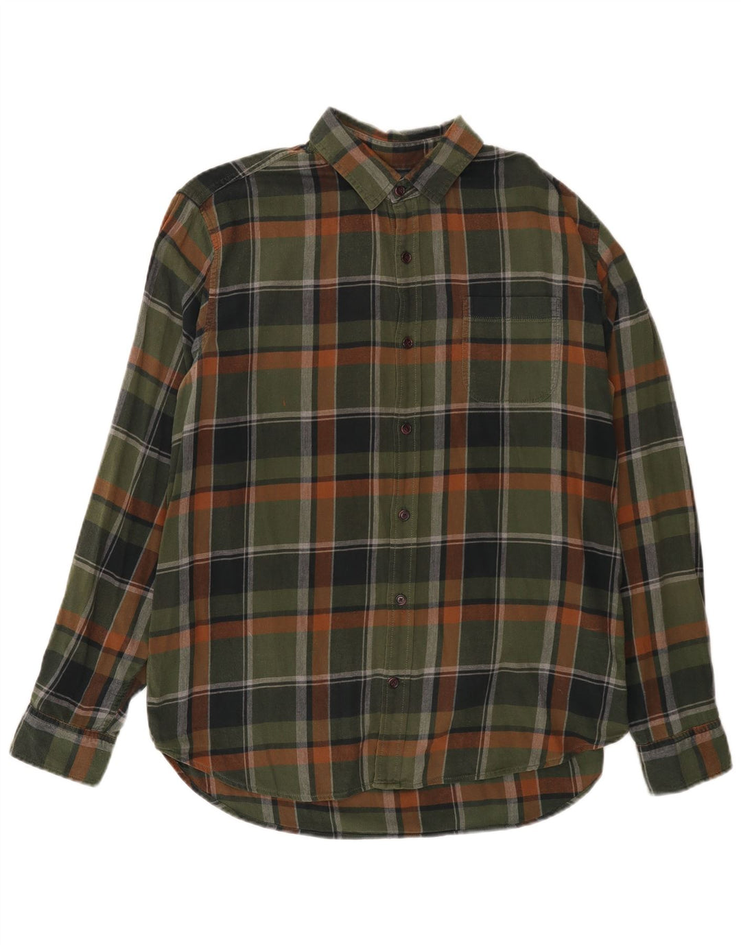 Camisa masculina de flanela com ajuste padrão Gap, algodão xadrez verde grande