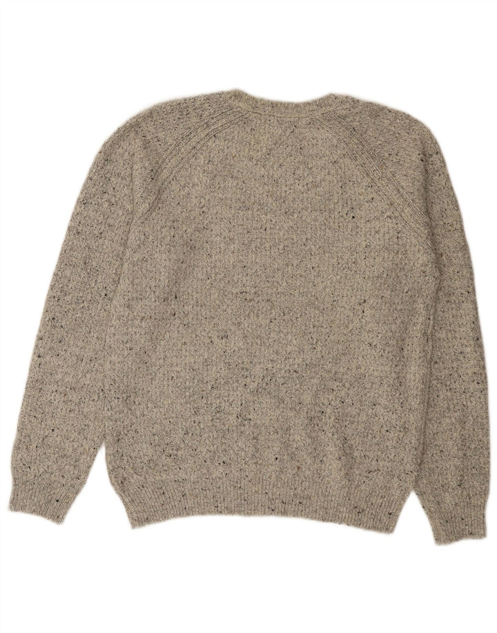 Suéter masculino Marks & Spencer com gola redonda, cinza médio manchado