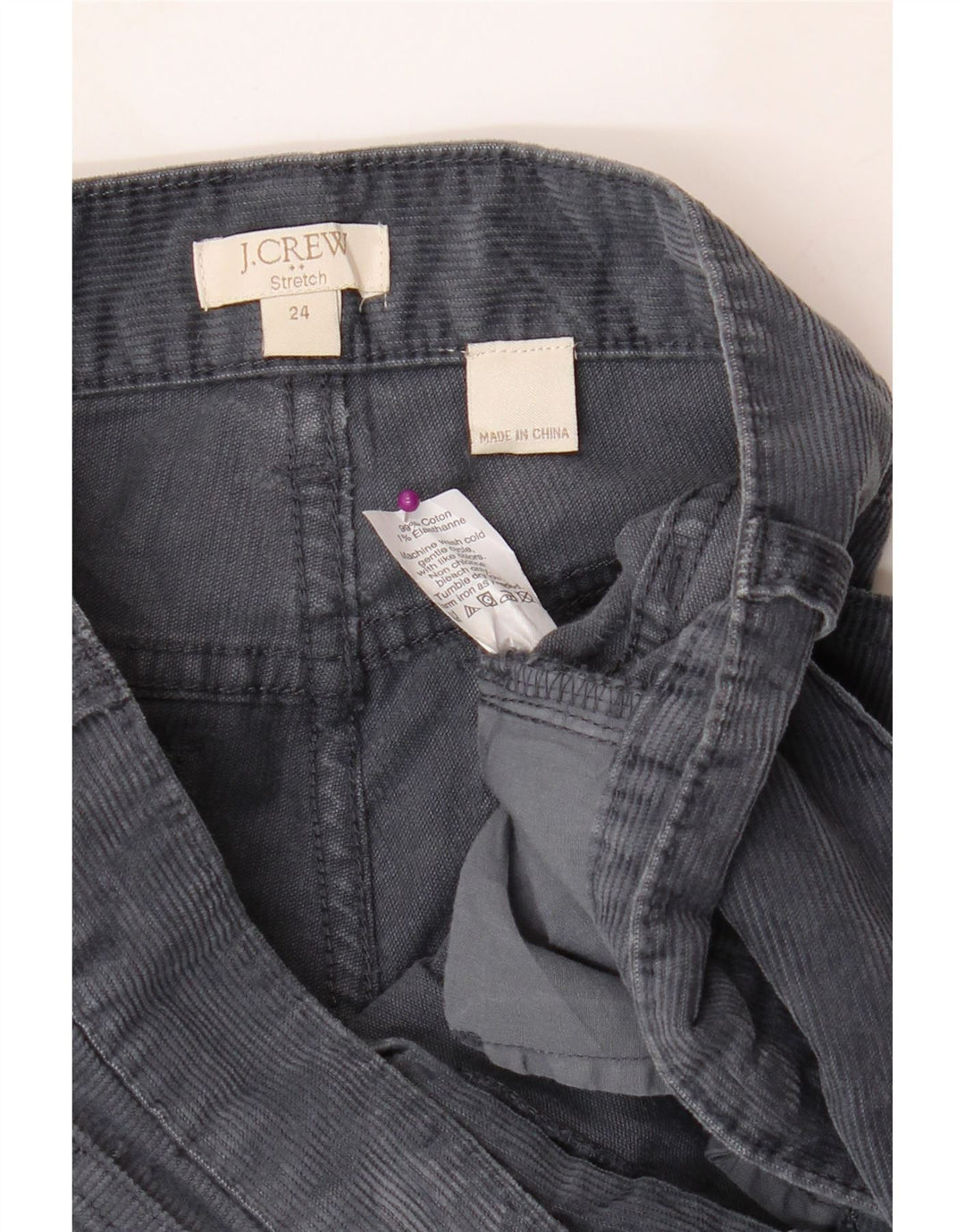 J. CREW Womens Slim Corduroy Trousers W24 L28 Grey Cotton Vintage J. Crew and Second-Hand J. Crew from Messina Hembry 