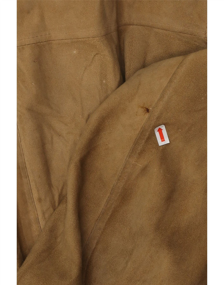 Jaqueta bomber masculina VINTAGE de camurça Reino Unido 38 couro bege médio
