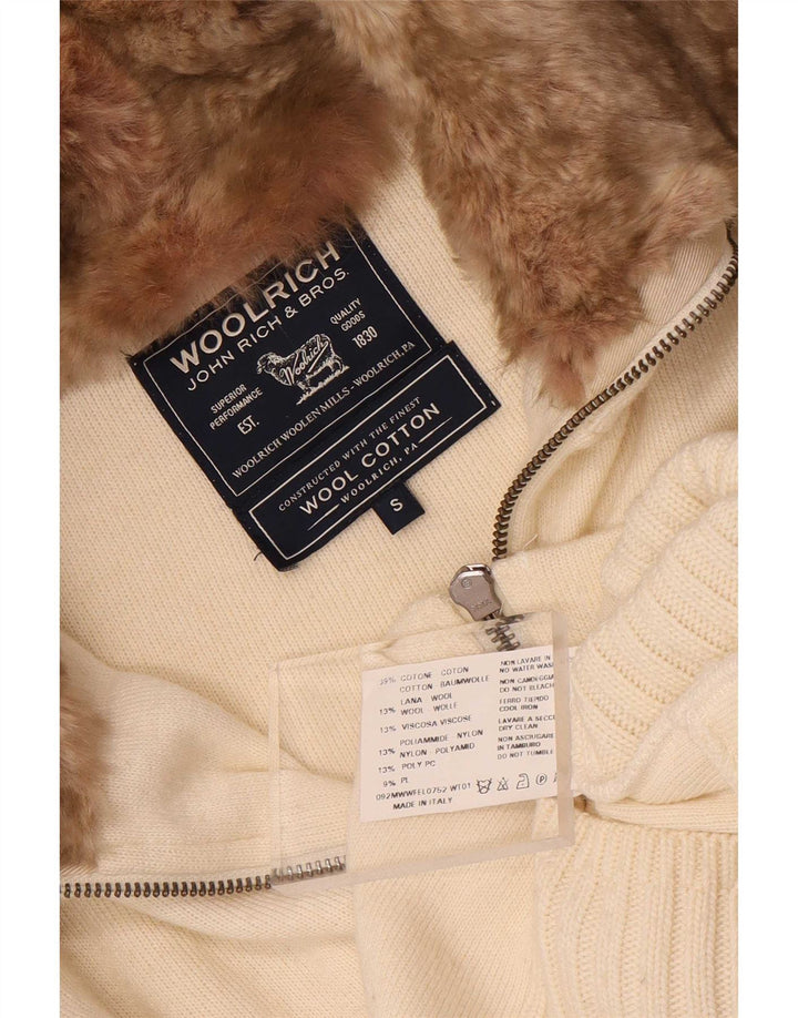 Suéter cardigã feminino Woolrich Reino Unido 10 pequeno algodão branco