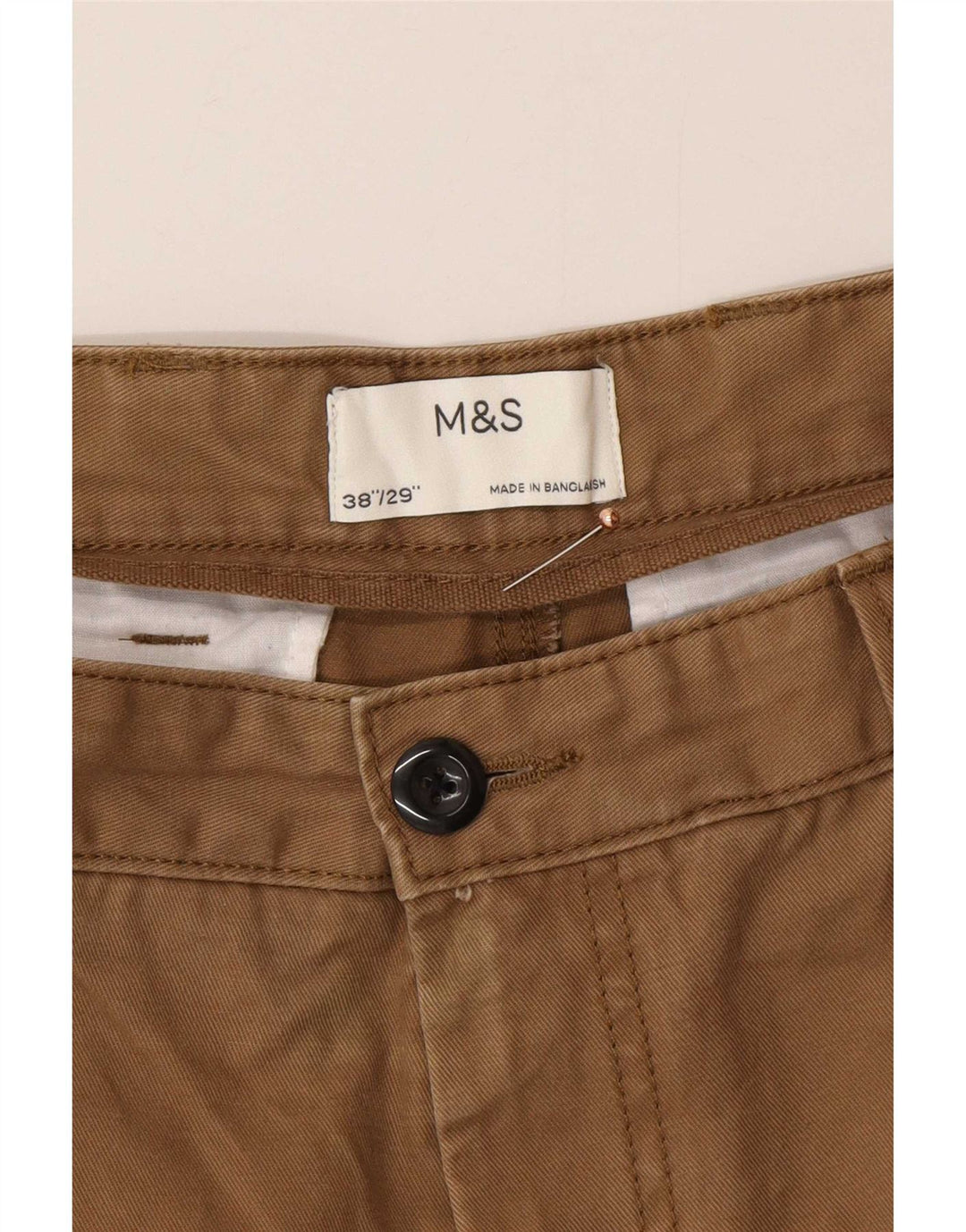 Calça cargo masculina cônica Marks & Spencer W38 L29 algodão marrom