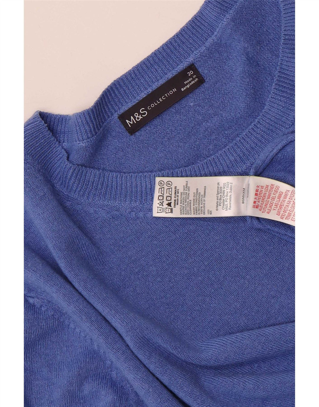 Suéter feminino Marks & Spencer com gola redonda UK 20 2XL azul