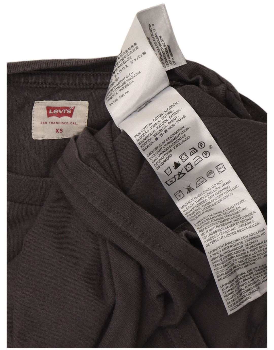 LEVI'S Top feminino manga comprida UK 6 XS algodão cinza