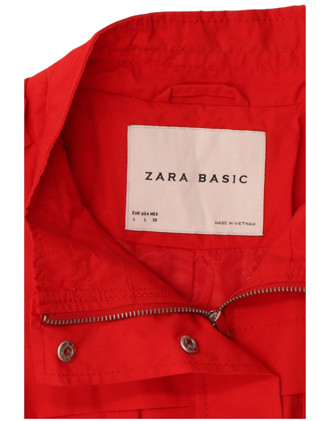 Jaqueta utilitária militar feminina Zara Reino Unido 14 grande algodão vermelho