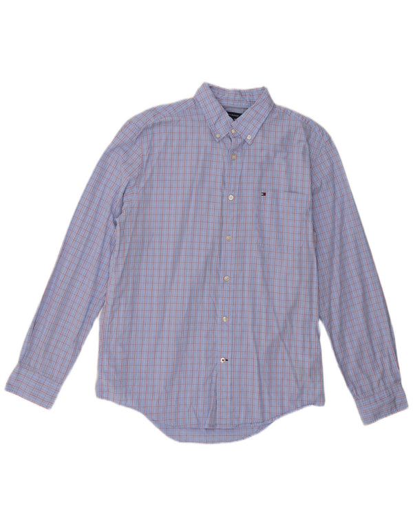 Tommy Hilfiger Mens Shirt Large Blue Check Cotton