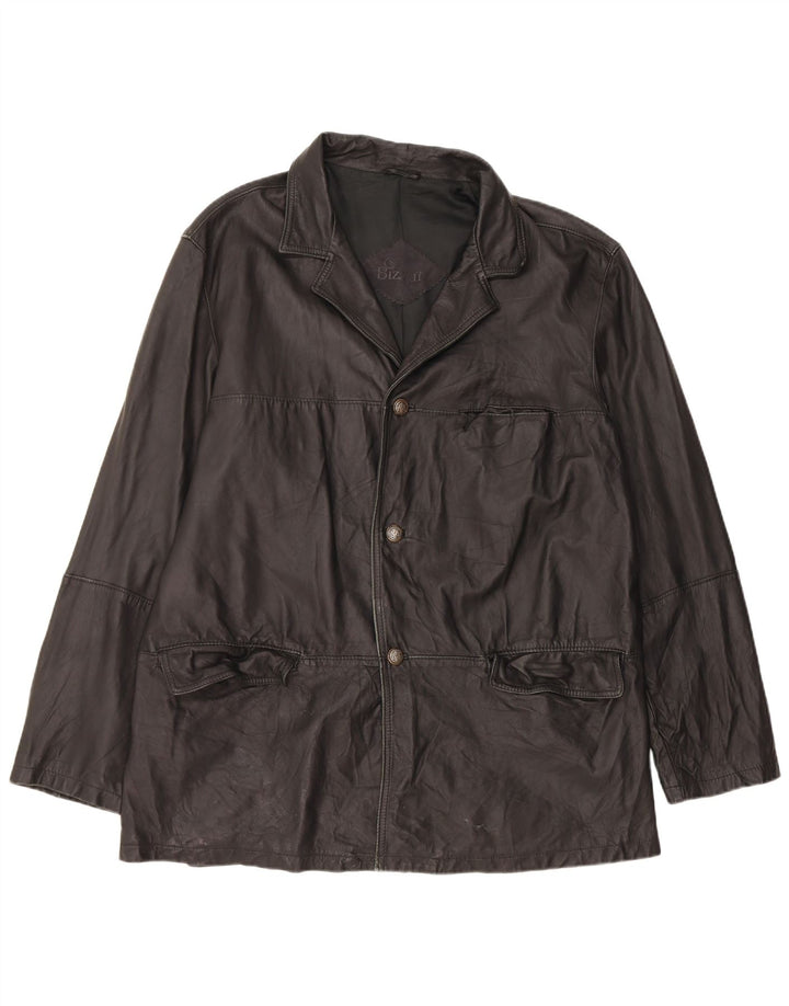 Jaqueta blazer masculina Bizzarro com 3 botões IT 54 2XL couro preto