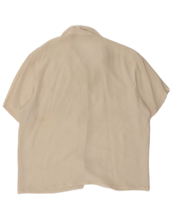 Blusa feminina vintage de manga curta UK 14 grande off white