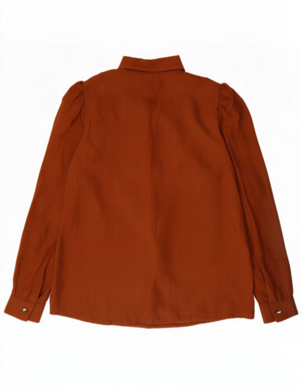 Blusa feminina vintage de manga comprida UK 14 marrom médio