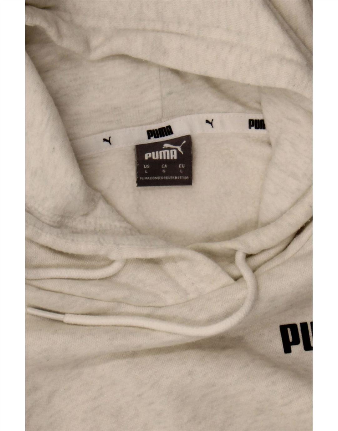 PUMA Womens Hoodie Jumper UK 16 Large Beige Flecked Cotton Vintage Puma and Second-Hand Puma from Messina Hembry 