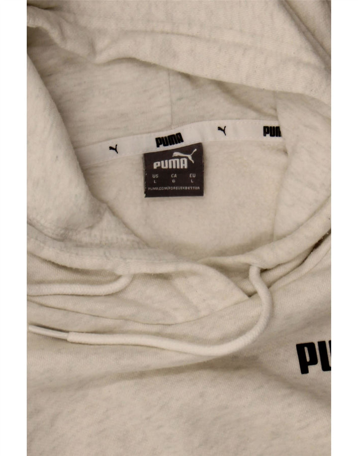 PUMA Womens Hoodie Jumper UK 16 Large Beige Flecked Cotton Vintage Puma and Second-Hand Puma from Messina Hembry 