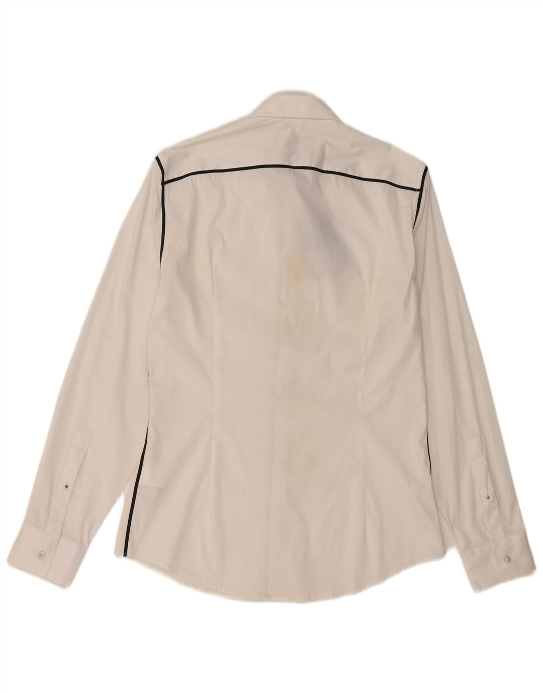 Camisa masculina Trussardi tamanho 40 algodão listrado branco médio